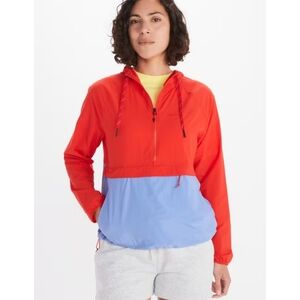 Marmot Campana Anorak Red/Blue Colorblock Hooded Pullover Lightweight Jacket XS